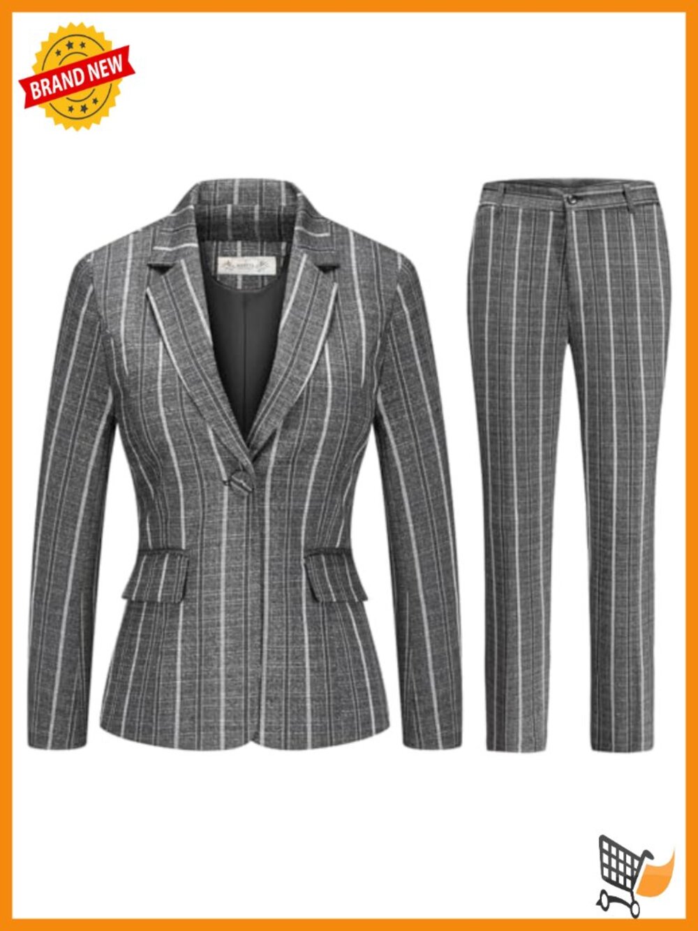 Women's 2-Piece Plaid Business Suit Blazer & Pants Set Polyester